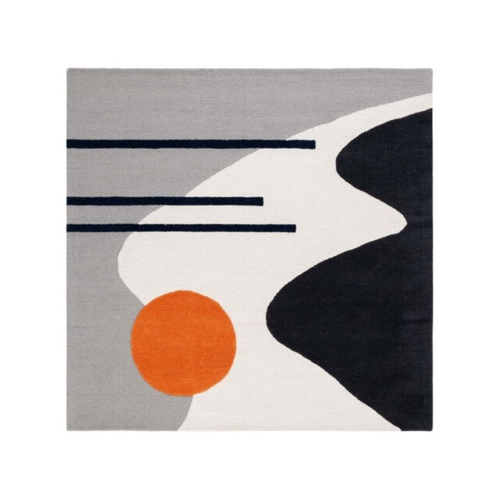 Felipe Handmade Wool Gray/Black Rug, Square 6'