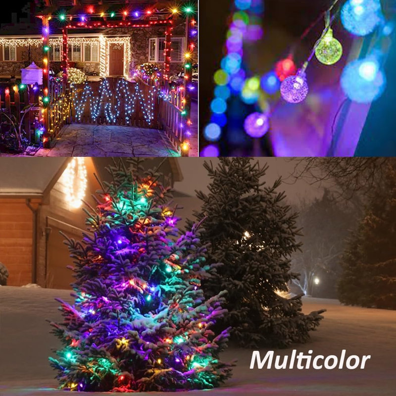 Guirlande lumineuse de 15 m (50 pi) avec 75 DEL à globes multicolores, alimentée par USB et télécommande, idéale pour la décoration intérieure de la chambre et du camping.