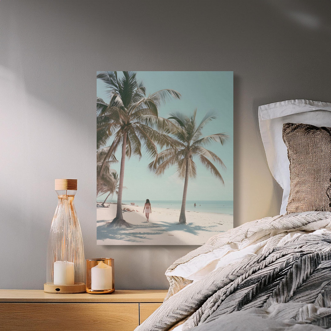 Serene Beach Palm Tree Canvas