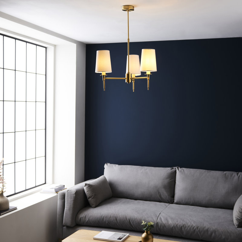 Devi 3 - Light Shaded Chandelier, Satin Brass