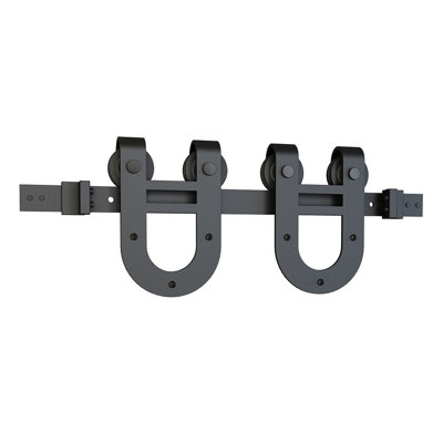 78 in Steel Sliding Rolling Barn Door Hardware Kit for Single Wood Doors with Routed Floor Guide