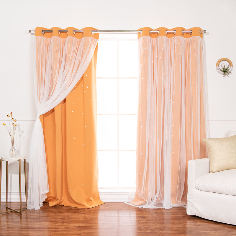 Paire de rideaux occultant avec œillets Jenifer, Orange, L 52 po x L 84 po