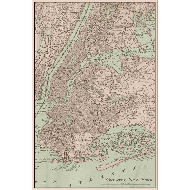 Carte teintée de New York, H 48 po x l 32 po
