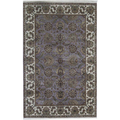 Tapis brun et ivoire de haute qualité noué à la main