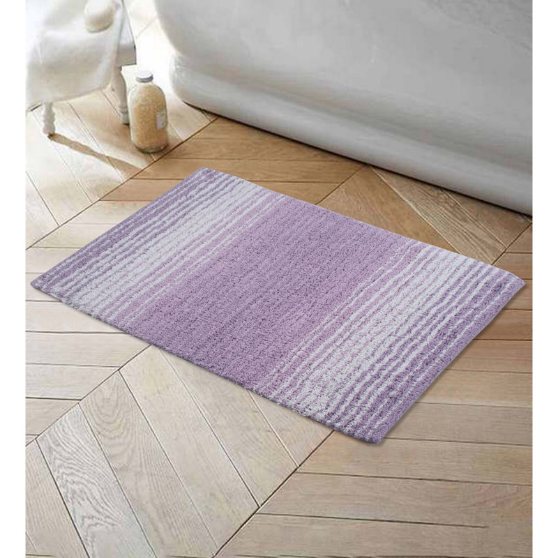 Tapis pour salle de bain 100% coton avec envers en latex, Simple - L 24 po x l 40 po, Mauve