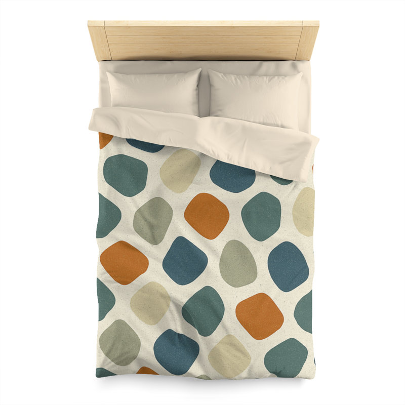 Microfiber Duvet Cover Boho Style, Design 46, Twin Duvet Cover, Cream