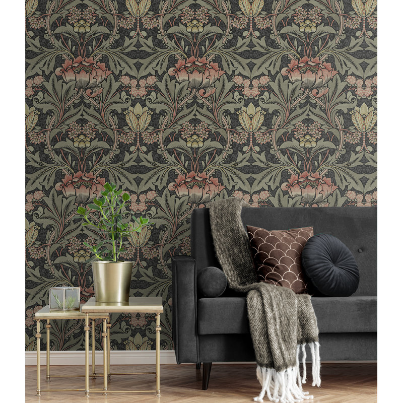 Bradden 5.48m x 52.07cm Satin Peel & Stick Wallpaper Roll, Black