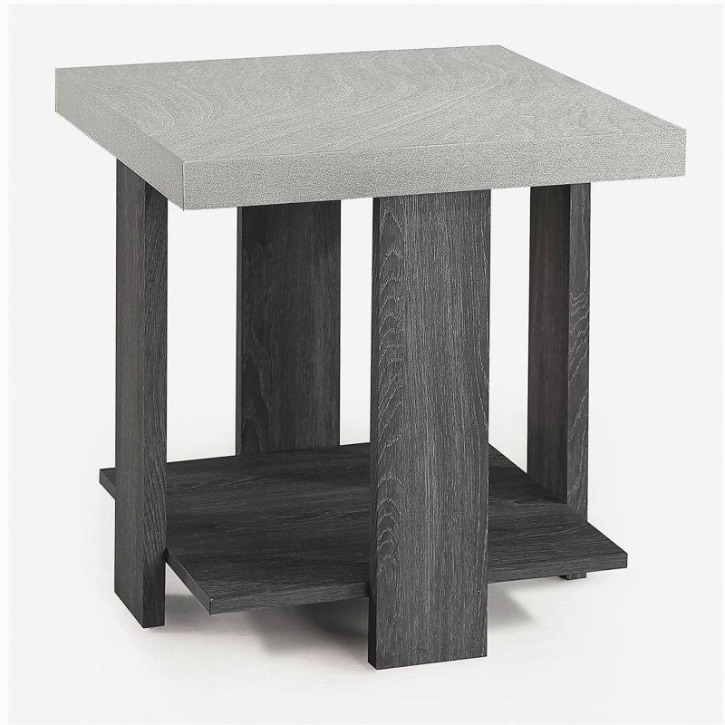 Ensemble de salon gris 3 pièces avec table basse et deux tables de bout assorties