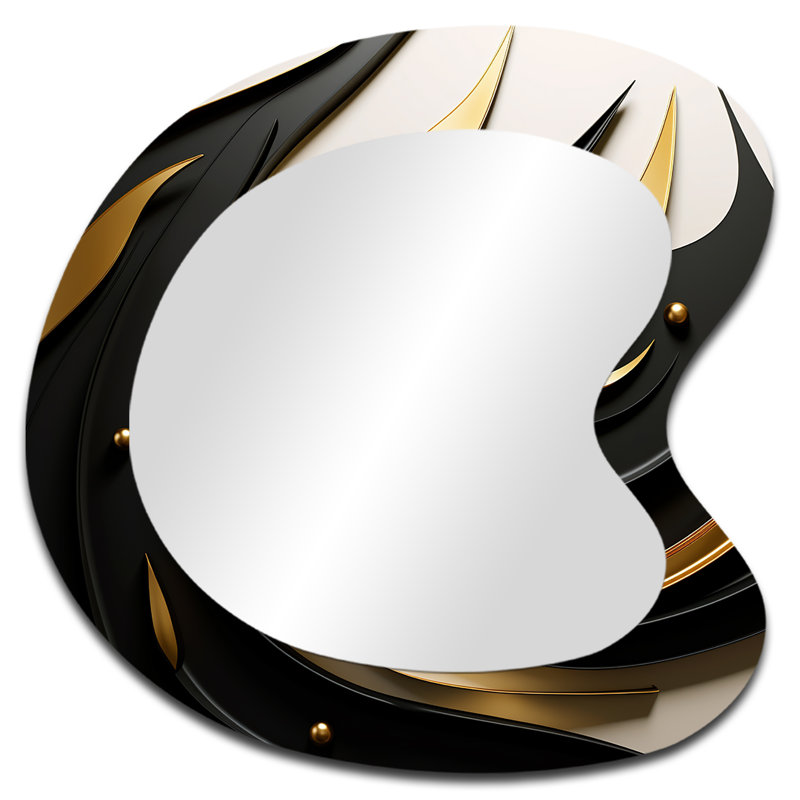 Gold Core Minimal Gold Streams - Miroir mural industriel à formes asymétriques Cityscape, 27 po x 27 po