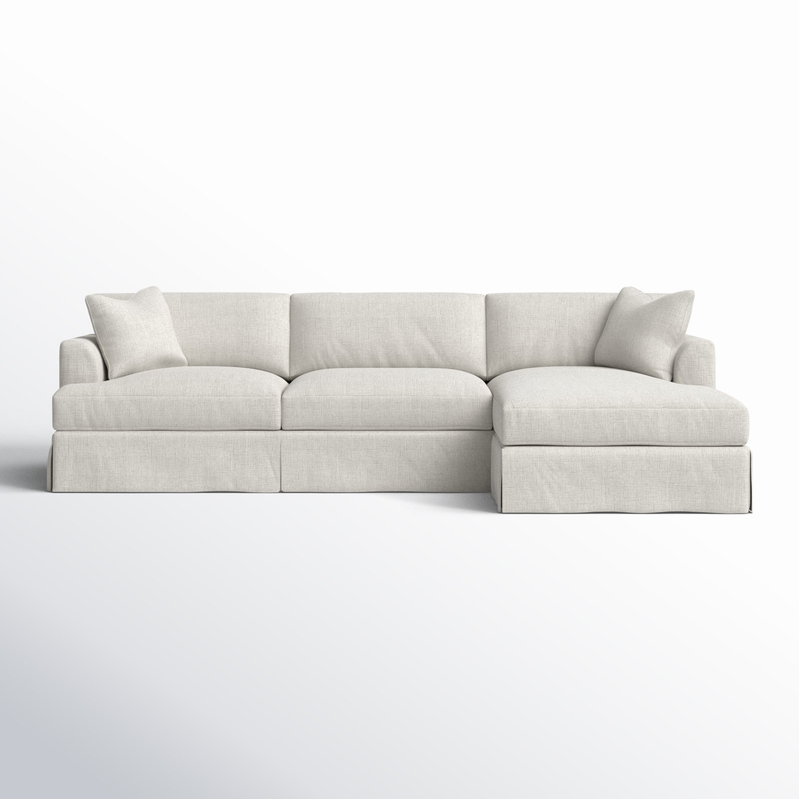 Lucia 128" Wide Down Cushion Sofa & Chaise, Right Hand Facing, Classic Indigo Denim