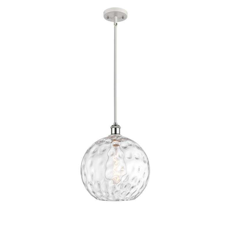 Luminaire suspendu sphérique 1 lumière Cindi, DEL, H 15 po x l 12 po x P 12 po, Blanc / chrome poli