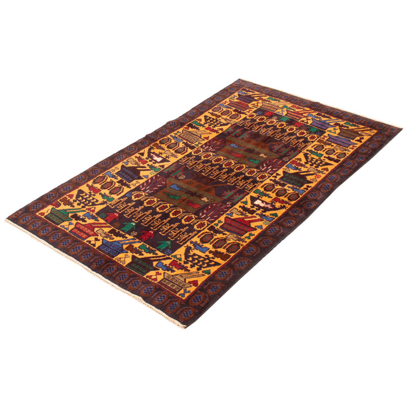 Tapis noir / brun en laine noué à la main de conception unique 3 pi 6 po x 6 pi New Age