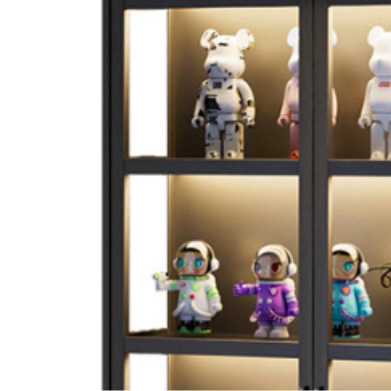 Vitrine en verre verrouillable, rangement en couches haute définition transparent, présentoir à jouets de grande capacité et protection contre la poussière.