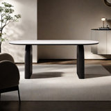 Modern Simple High-end Tables Oval Solid Wood Base Dining Table