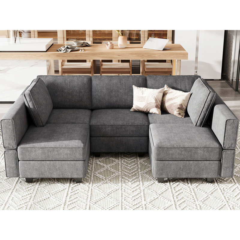 Petit canapé modulaire Kimbrel, Mélange de polyester gris foncé
