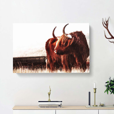 Highland Cow In Scotland In Abstract - Wrapped Canvas