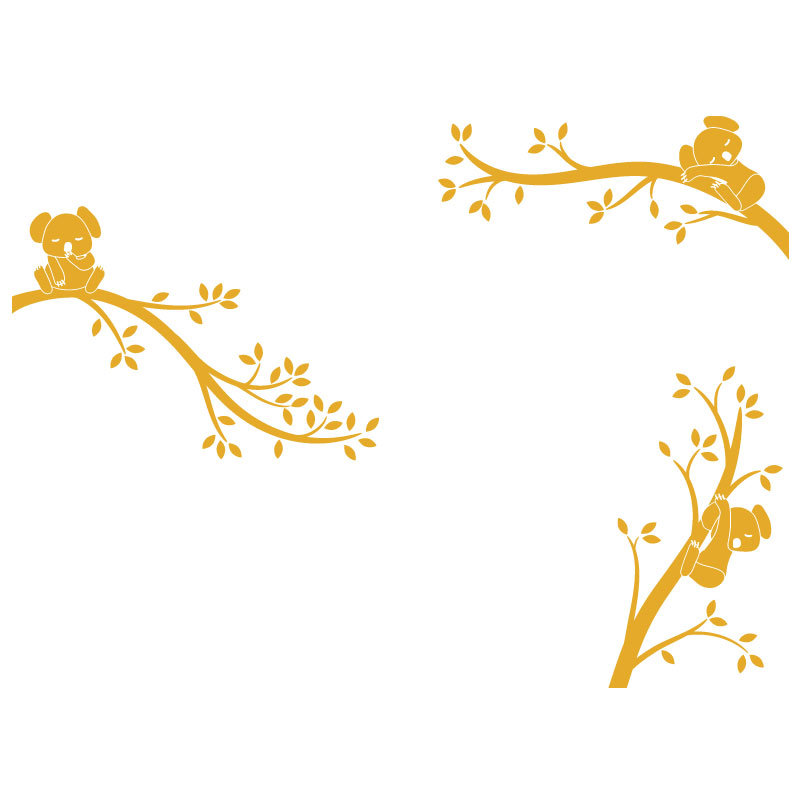 Décalcomanie murale branches monochrome tree branches Koala, Jaune foncé