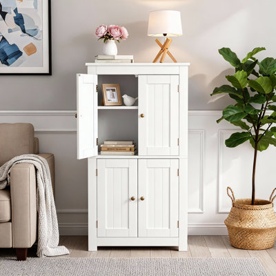 Armoire de rangement blanche avec 4 portes