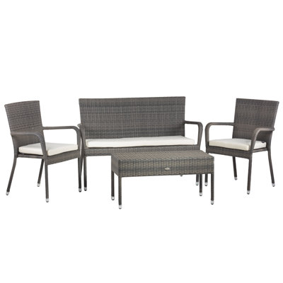 Winchester Rattan 4 Seater Lounge Set in Walnut Natural