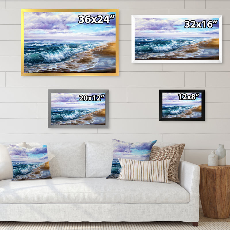 Coastal Waves - Reproduction de photo sur toile, Cadre noir, H 16 po x l 32 po x P 1 po