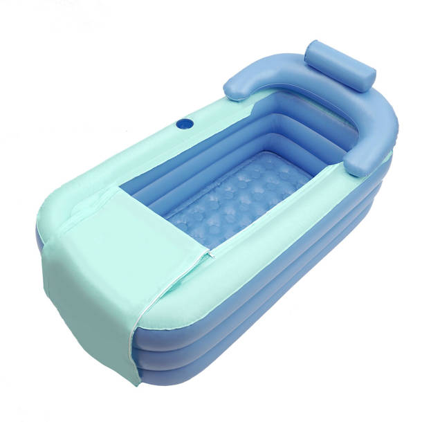 CNCEST 0 Volt 1 - Person Vinyl Rectangle Inflatable Hot Tub in Blue ...