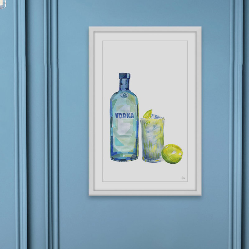 « absolut lime », reproduction de peinture à l’aquarelle encadrée, H 45 po x l 30 po x P 1,5 po