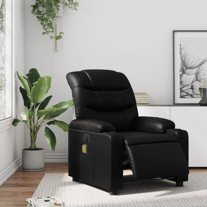 Fauteuil de massage en faux cuir, Similicuir noir, Power