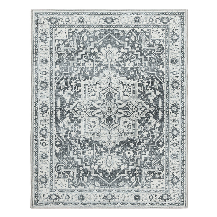 Purrier Chenille Mashine Washable Vintage Indoor Arae Rug with Non-Slip Backing for Bedroom Living Room Kitchen Entryway