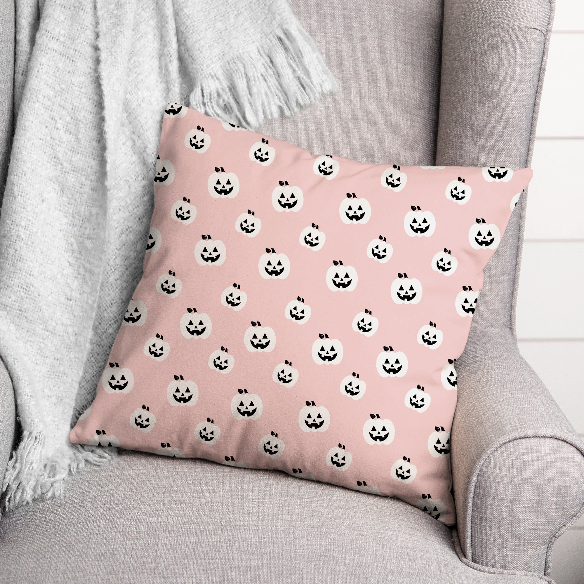 Designs Direct Creative Group Pink Pumpkins Galore Square Pillow Cover & Insert | Wayfair