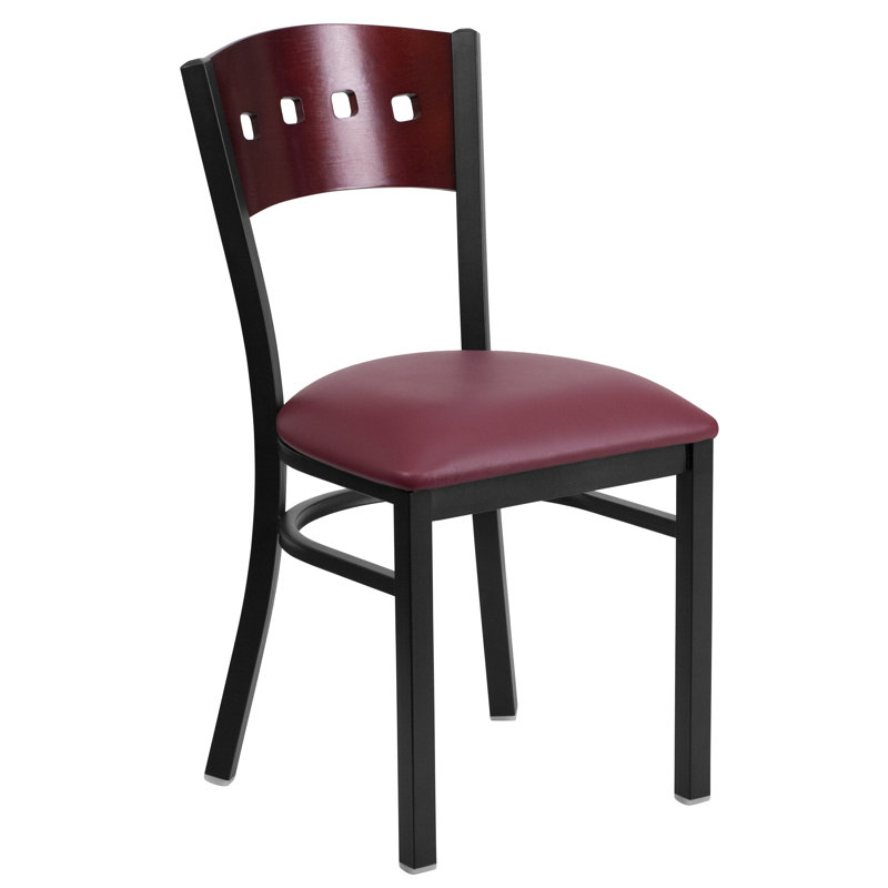 Jyun Decorative 4 Square Back Metal Restaurant Chair, Burgundy