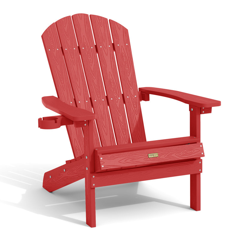 Chaise Adirondack en plastique, chaises d'extérieur toutes saisons pour la pelouse, le jardin, le foyer et la cour, Rouge