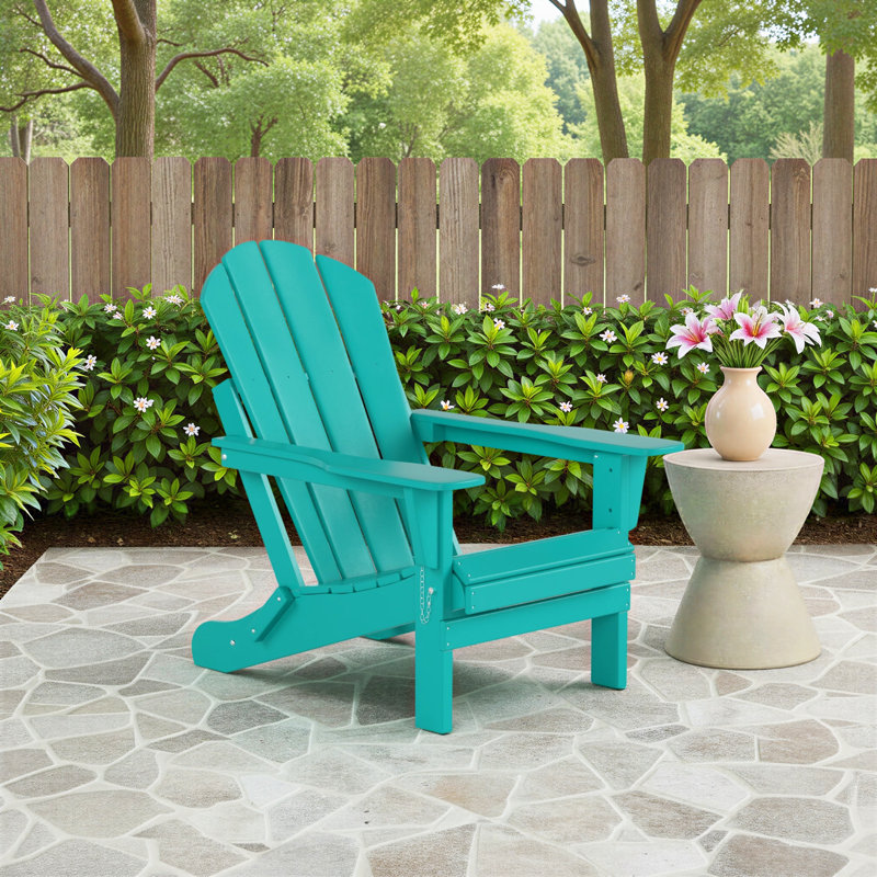 Chaise Adirondack pliante en PEHD Vinnie, Turquoise