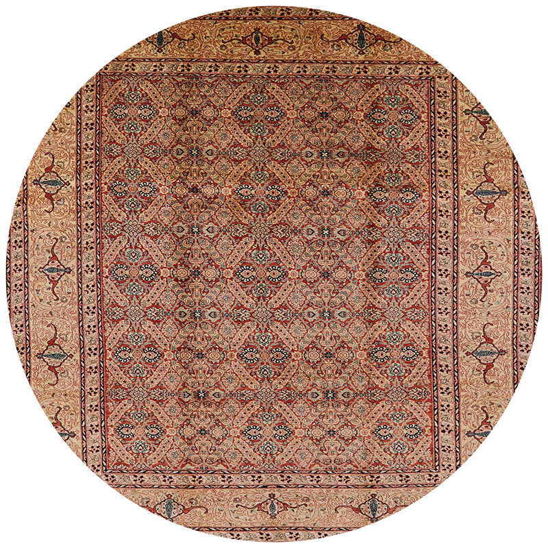 Tapis oriental rouge / jaune, Rond 6 pi