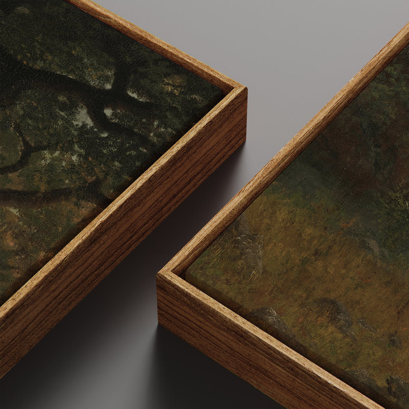 «Vintage Landscape Wall Art», ensemble de 2 toiles encadrées 20 x 60 pouces, Naturel