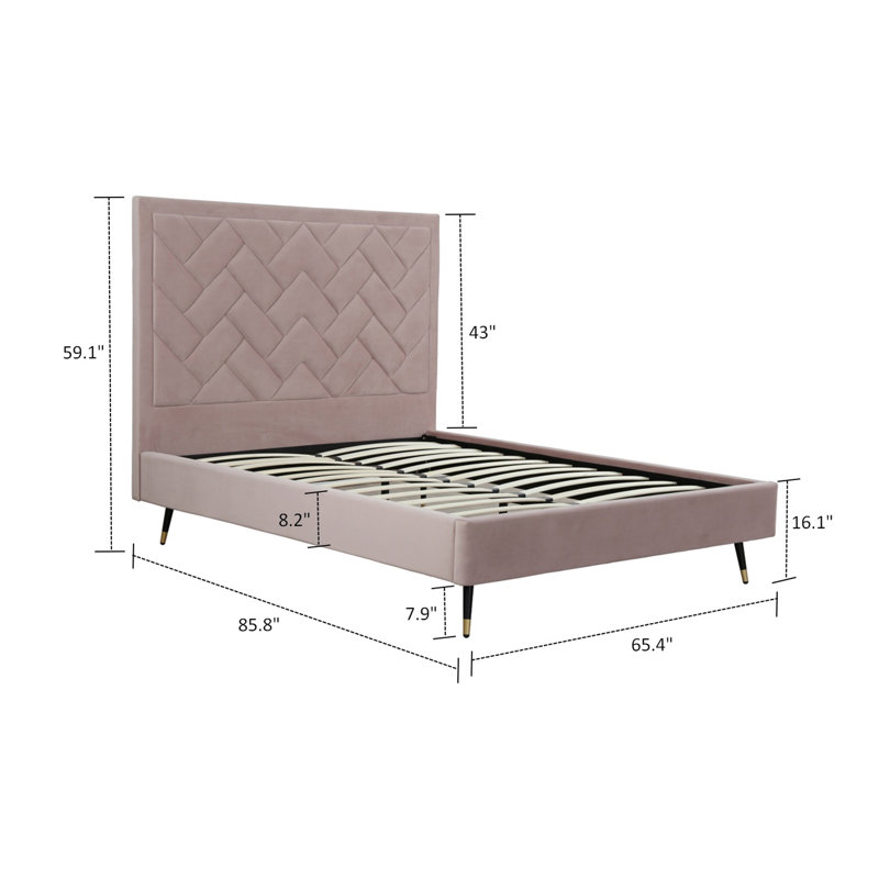 Toshiye Upholstered Platform Bed, Queen, Pink