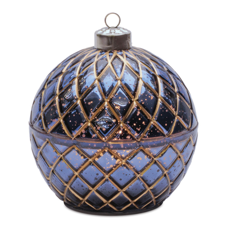 Ornement de bougie DEL P 5,75 po, Bleu, or