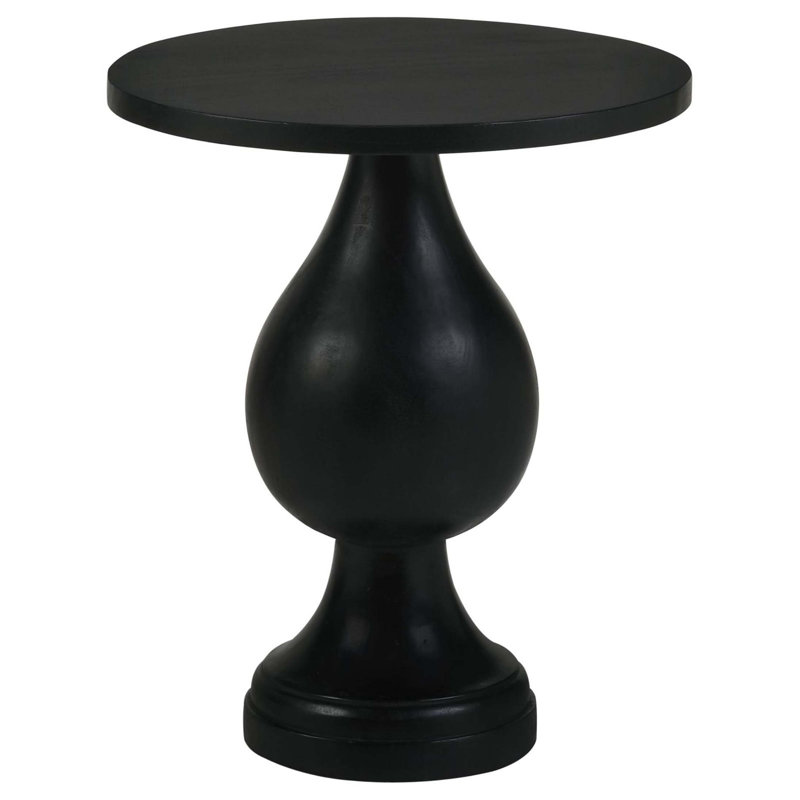 Table d'appoint piédestal blanc délavé, Noir
