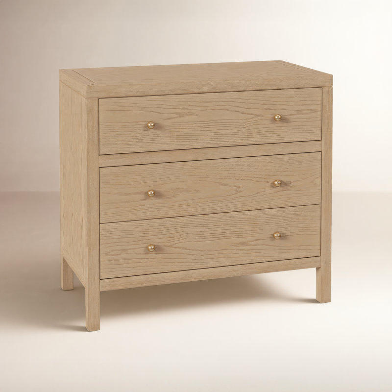 Celine 34" 3-Drawer Dresser, Light Oak