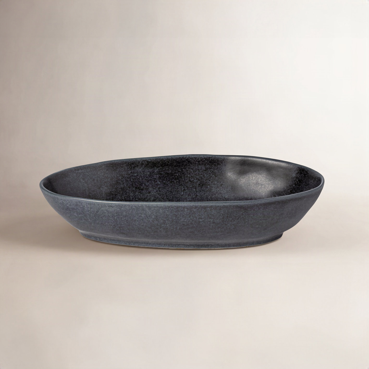 Livia Oval Stoneware Baker, Matte Black