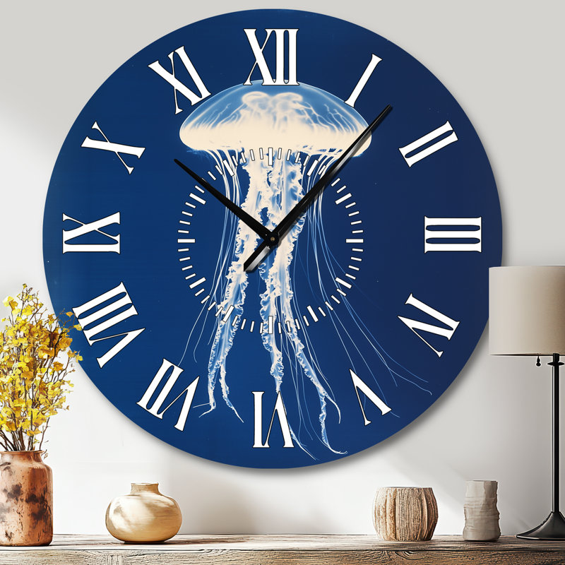Horloge murale méduse en méduse bleu prussien - Coastal, Grand
