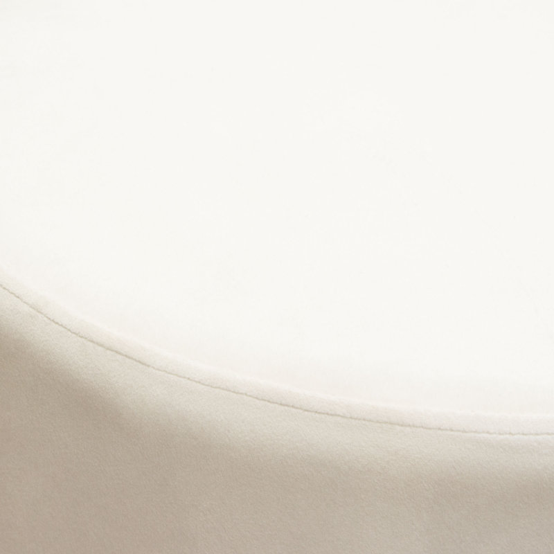 Repose-pieds rond standard en velours Pantilimon, 100 % polyester crème