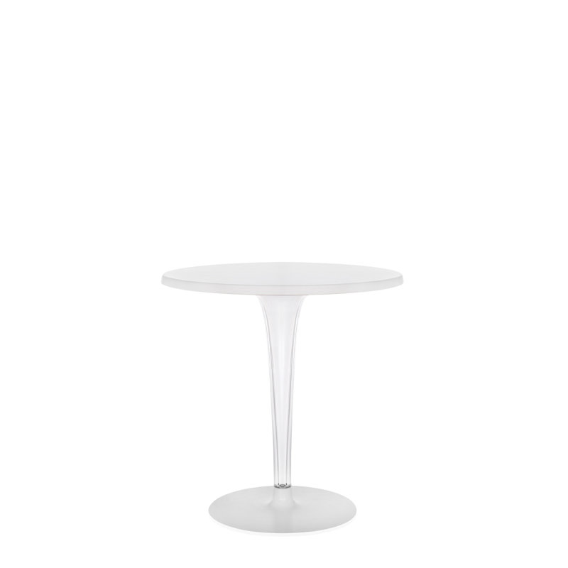 Table basse TopTop per Dr. Yes, Chrome / Gris foncé, L 27,5 po x L 27,5 po x H 28,38 po, Mélamine blanche
