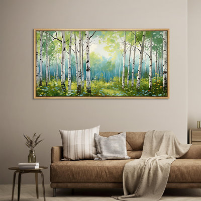 Aspen Birch " Verdant Spring Birches Lush Woodland Rustic Retro Art Decor Extra Large Artwork Pictures "