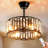 18" 3-Speed Remote Control Ceiling Fan with Light & Timer, Black Crystal Drum Fandelier for Dining Room, Living Room