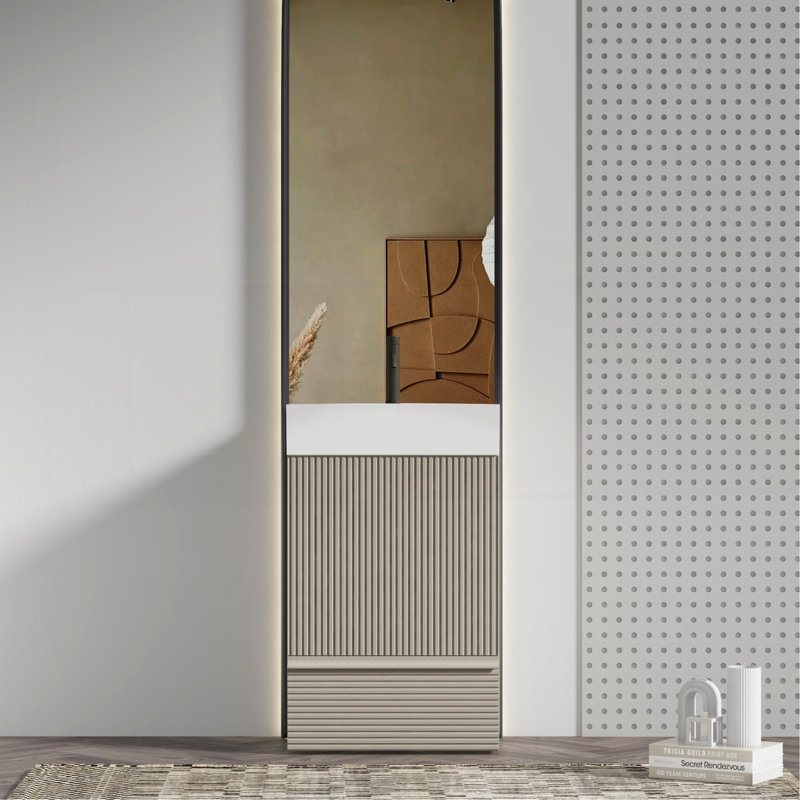 Gada 20" Striped Cashmere Grey Bathroom Vanity With Ceramic Sink, Freestanding Bathroom Cabinet For Modern Bathroom, KD, Gray