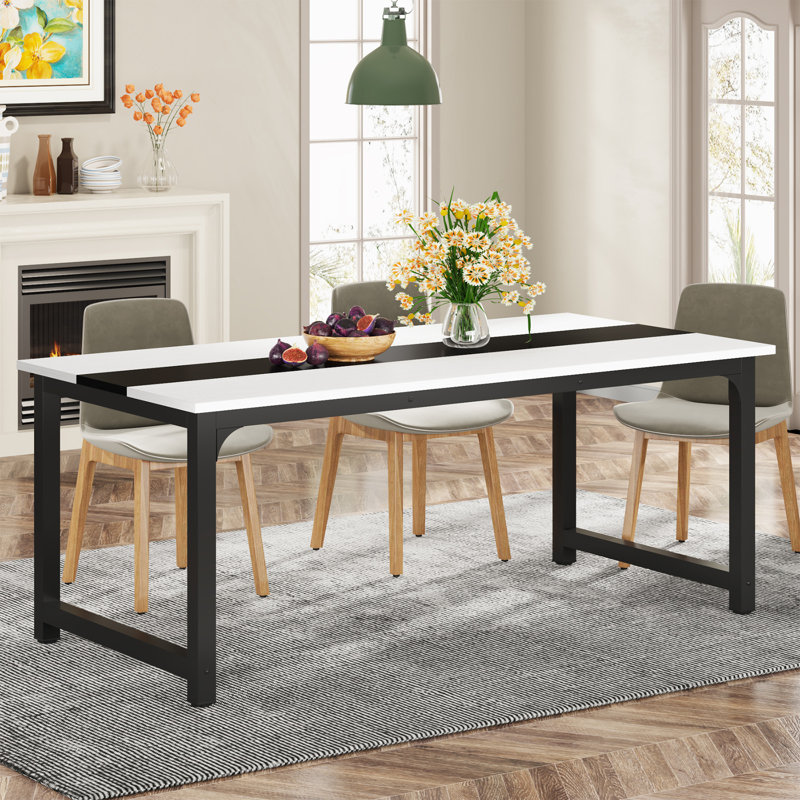 Metal Base Dining Table, White