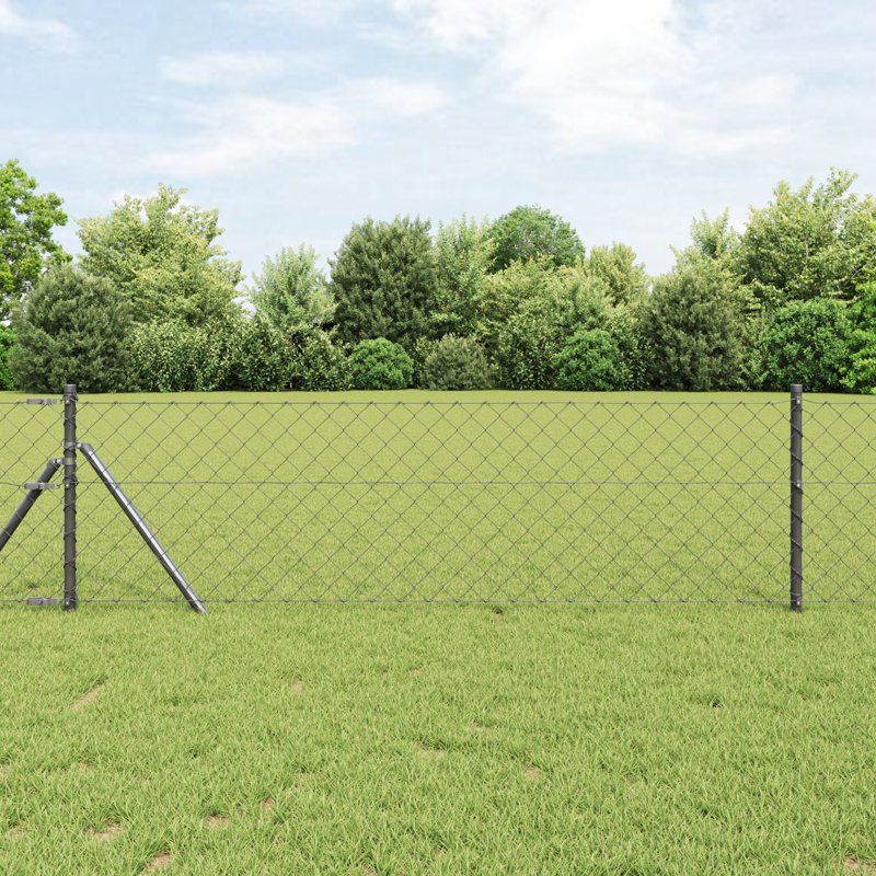  Chain Link Fence With 7 Posts 1.2X10 M Galvanised Steel, 60cm H x 1000cm W, Grey