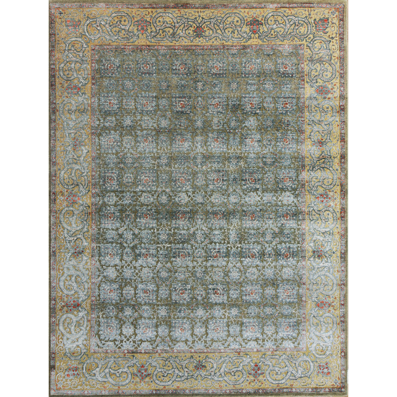 Hand Knotted Area Rug in Camel/Beige, Rectangle 8' x 10'