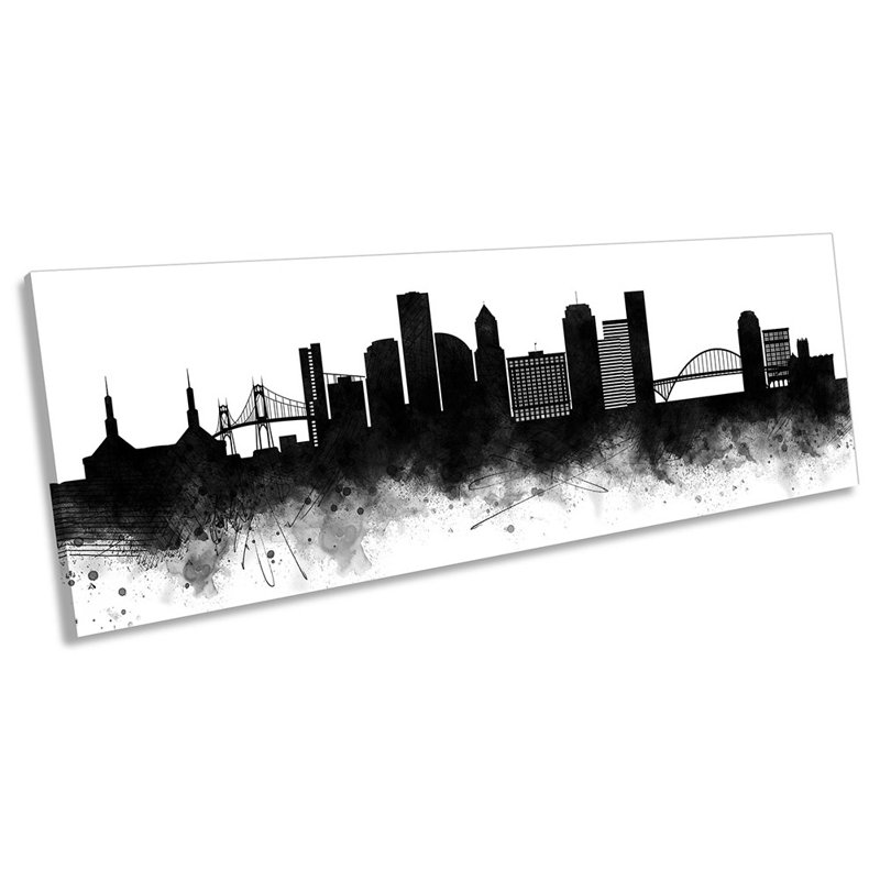 Portland Abstract City Skyline - Wrapped Canvas Panoramic Print, 30.48cm H x 91.44cm W