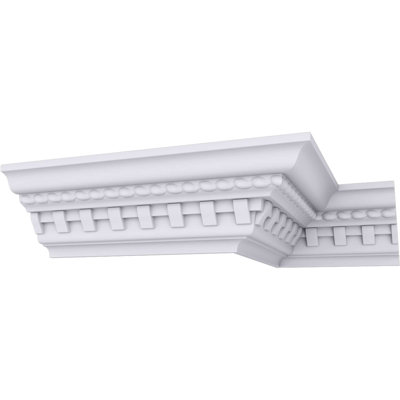 Endurathane BulwarkDentil and Rope Crown Moulding, 3 1/2"H x 3 7/8"P x 5 1/8"F x 94 1/2"L, (1 3/8" Repeat), Factory Primed